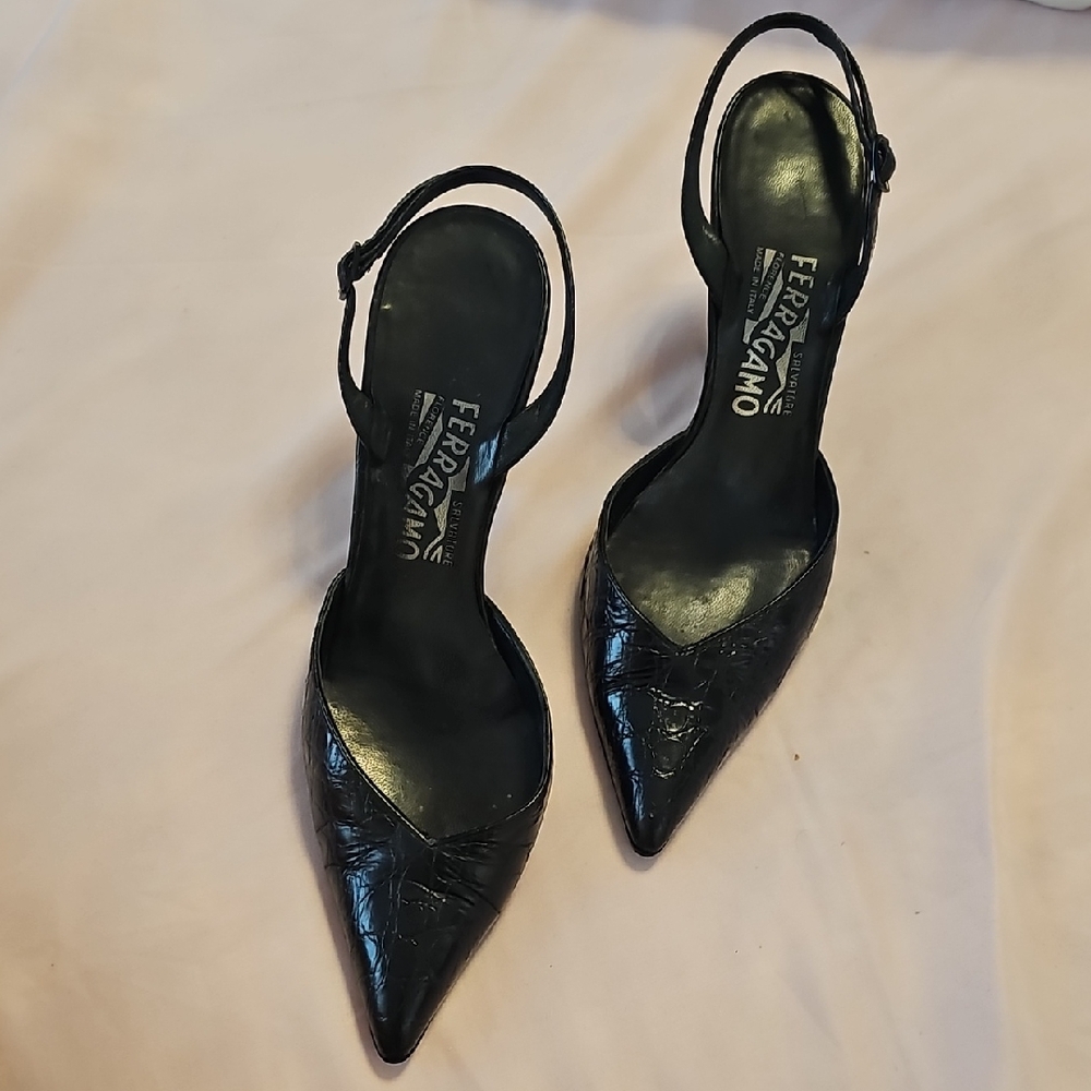 Salvatore Ferragamo Black Slingback Heels